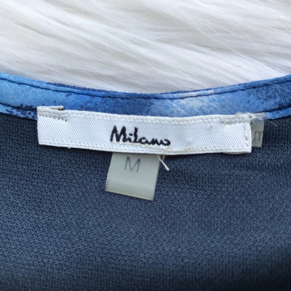 Milano Blue Watercolor Chiffon Cold Shoulder Top - Picture 5 of 8